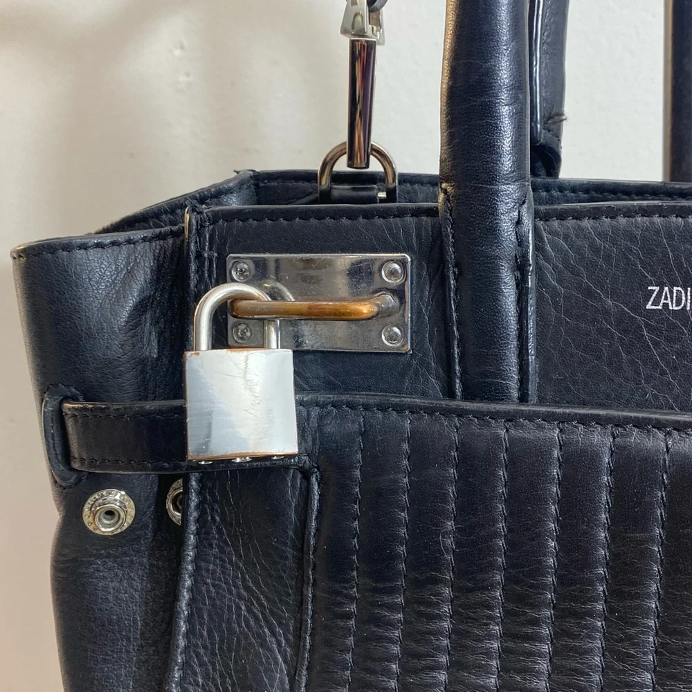 Zadig & Voltaire Small Quilted Black Leather Crossbody Tote - Picture 3 of 8